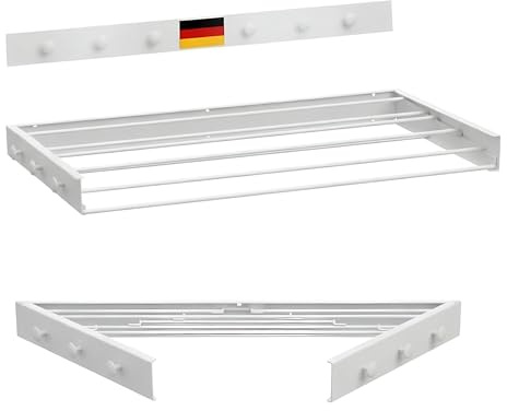 averon Wandwäschetrockner aus Metall · Weiß · 100 cm · bis 30 kg belastbar · einfache Montage · für Bad/Balkon