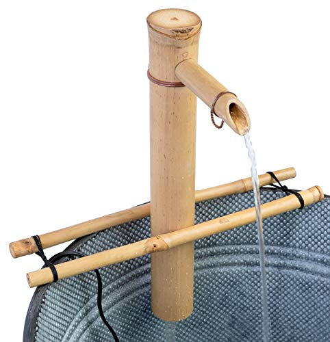 Bamboo Accents Kit Fontaine à Eau et Pompe – 30,5 cm de Large, Support de Style Branche réglable, Bambou résistant aux Fentes – Jardin Zen intérieur/extérieur à Monter soi-même