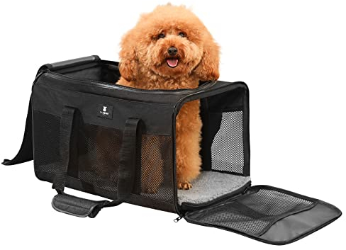 X-ZONE PET Airline Approved Soft-Sided Pet Travel Carrier for Dogs and Cats (Large, Black)