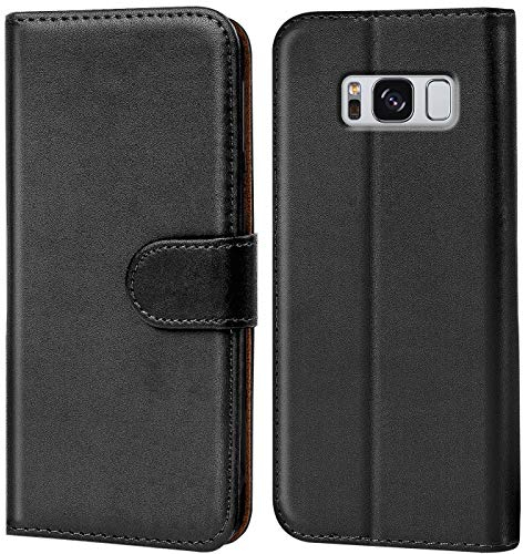 Verco Handyhülle für Samsung S8 Hülle, Schutzhülle für Samsung Galaxy S8 Tasche PU Leder Flip Case Brieftasche - Schwarz