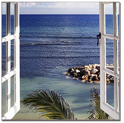 banjado Glas Magnettafel (50 x 75cm) - Magnetwand Glas - Magnetpinnwand als Memoboard - Pinnwand Magnettafel Küche, Büro, Kinderzimmer - Fensterpanorama