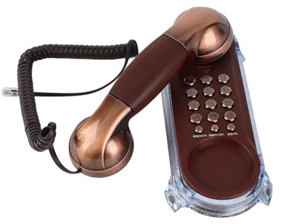 Tel¡§|Fono retrò antico montato a parete, Tel¡§|Fono con cavo vintage Tel¡§|Fono antico con retroilluminazione §?n Blu[Rame rosso]