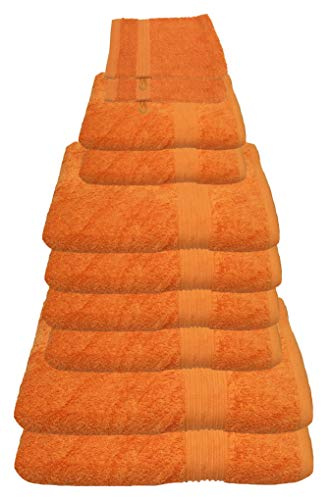 Julie Julsen 10 TLG Handtuchset 2 Badetücher 4 Handtücher 2 Gästetücher 2 Waschhandschuhe Reine Baumwolle über 30 Farben Orange