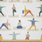 ABAKUHAUS Yoga Microfaser Stoff als Meterware, Cartoon-Stil Menschen Charakter, Deko Basteln Polsterstoff Textilien, 2M (148x200cm), Beige Braun Orange