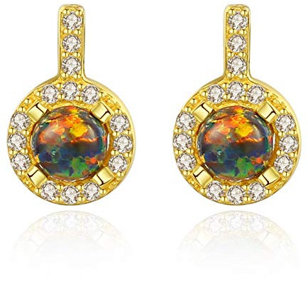 925er Silber Ohrringe Damen, Eingelegt Mit Einem Opel Gold Farbe Ohrclips Vintage Glänzenden Strass Ohrhaken Für Dame, Charme Hochzeitsgeschenk Mädchen Ohrstecker Hypoallergen Schmuck Schmuck Zube