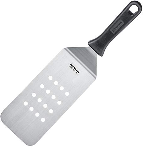 Westmark Profi-Wender/Grill-Spachtel, Gewinkelt, Flexibel, Gelocht, Klingenmaß: 9,5 x 20 cm, Länge: 36,5 cm, Rostfreier Edelstahl/Kunststoff, Master Line, Schwarz/Silber, 13412270