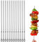 12 spiedi per shish kebab, piatti e lunghi 35,6 cm, appuntiti, con manico a uncino, in acciaio inox, riutilizzabili, per grigliate, barbecue, carne, gamberetti, pollo, verdura e frutta
