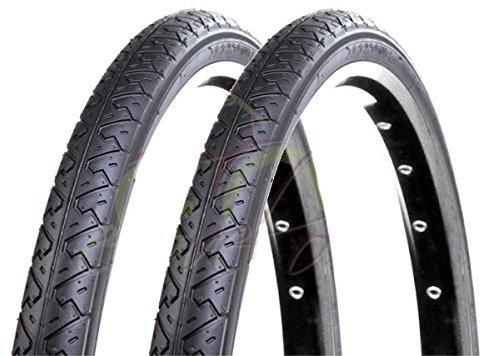 2 neumáticos 26 x 1,40 (37-559) 650 x 38A I para bicicleta de ciudad, carretera Slick, adulto | neumáticos de carretera negros de goma para bicicleta