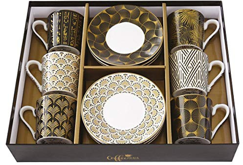 EASY LIFE Set 6 tazzine da caffè con piattini in porcellana 100 ml EGYP126