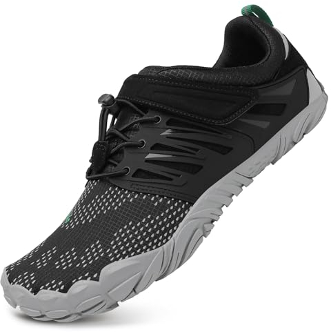 SAGUARO Barfußschuhe Herren Fitnessschuhe Damen Barfussschuhe Schnell Trocknend Traillaufschuhe rutschfest Unisex Aquaschuhe Atmungsaktiv Leicht Sommer Outdoor Wasserschuhe Grau 43 EU