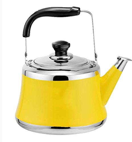 WHLMYH Bouilloire Sifflet Bouilloire-304 En Acier Inoxydable Bouilloire À Gaz Sifflant Haute Capacité Épaissir Ménage Gaz Induction Cuisinière Restaurant Bouilloire,Jaune