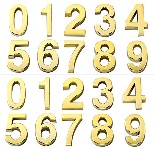 20 Stück Hausnummer aus selbstklebend YUTOU 2 set gesamt Mailbox Nummer Adresse Nummern Türnummer Zimmernummer für Haus Hotel Tür Adresse Briefkasten (0~9, Golden)