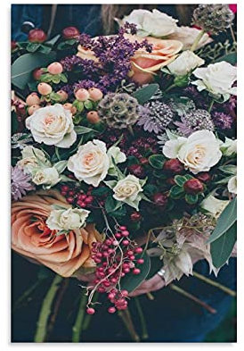 haocaitou Bouquet de fleurs Décoration Poster sur toile Décoration murale Salon Chambre 20 × 30 cm