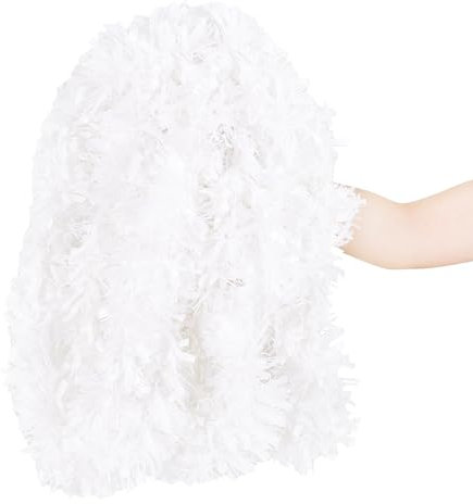 KIMOBER Lametta-Girlande, Weihnachtsdeko, weiß, metallisch, für Weihnachtsbaum, Hochzeit, Party, Dekoration, 90 cm