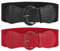 JasGood 2 Stück Damen Breiter Elastischer Taillengürtel Vintage Gürtel Hüftgürtel für Frauen Kleider,Schwarz/Rot,103cmFür Taillenweite 91cm-105cm