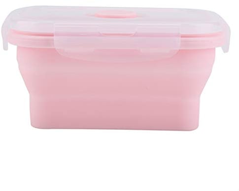 Collapsible Silicone Food Storage Container with Lid, 500ml/17.5oz Portable Lunch Bento Box Outdoor Picnic Box Collapsible Meal Prep Lunch Containers Bento Boxes,Microwave,Freezer and Dishwasher Safe
