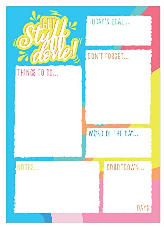 Magnetic To Do List, Daily Planner and Organiser for Fridge, Whiteboard or Office – Get Organised, Reduce Stress, Daily Schedule or Shopping List with Get Stuff Done Design