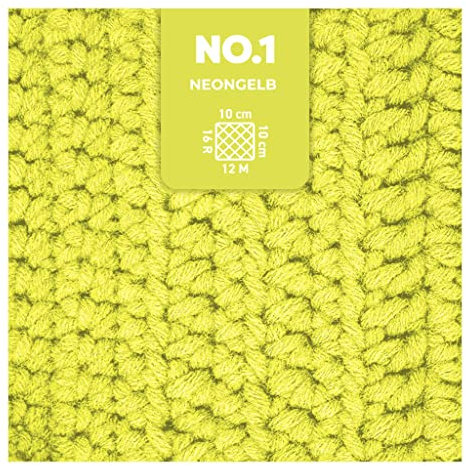 myboshi No.1 Wolle zum Häkeln und Stricken, Schnellstrickgarn, langlebige Mützenwolle, Strickwolle, Häkelwolle, mulesing-frei, Ll. 55m /50g, 30% Wolle (Merinowolle) Neongelb 6 Knäuel