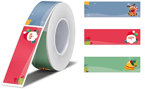 NIIMBOT Etiketten für D11/D110/D101 Etikettendrucker, Druckeretiketten 14 x 50 mm, wasserfeste, ölbeständige Aufkleberetiketten, 1 Rolle mit 130 Namensschild-Aufklebern (Weihnachten)