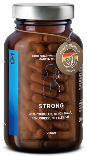 CLAV® N°32 Strong, Black Maca Complex, Supplement for Men, 90 Capsules | For Male Vitality & Fertility, with Tribulus & Fenugreek, Ginseng, Black Garlic, L-Arginine, Zinc & Selenium, in Amber Glass