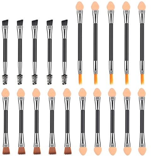 Lidschatten Pinselset, 20 Stück Schwammpinsel, Einweg Profi Lidschatten Applikator, Augenbrauenbürste, Wimpernbürste, Lippenpinsel, Präzises Auftragen und Verblenden