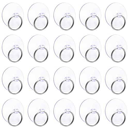 Auvotuis 20 ventosas de 40 mm con anillo, ventosa transparente de 1.56 pulgadas para colgar en la pared de la ventana