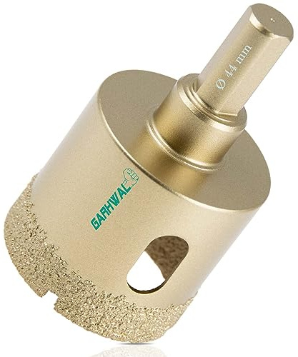 GARHWAL Fliesenbohrer, Diamantbohrer, Diamant-Lochsäge Ø 44mm, mit 3-flachem Schaft - Diamant-Bohrkrone für harte Fliesen - Perfekte Bohrungen in Granit, Keramik, Mauerwerk, Glas, Marmor und Fliesen
