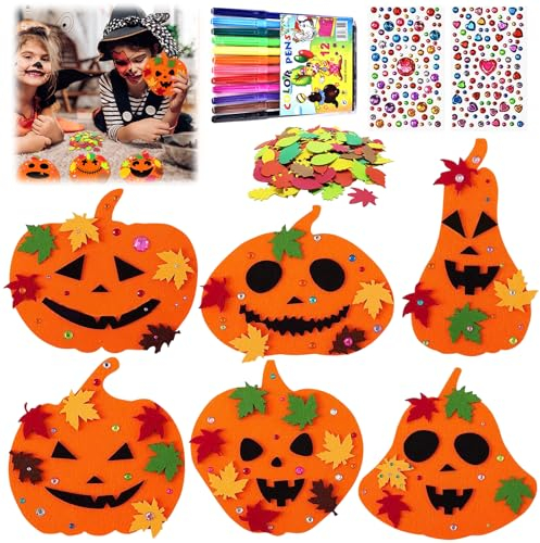 12 Pièces Automne Enfant Artisanat, Bricolage Halloween Enfant, DIY Citrouille Halloween Decoration, Activite Manuelle Halloween enfant avec Feuille érable pour Cadeaux halloween Thanksgiving(A)