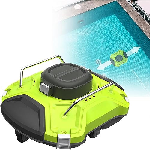 RayGenius Robot Nettoyeur De Piscine, DuréE De Vie De 120 Minutes, pour Piscines Hors-Sol/EnterréEs, Aspirateur De Piscine Automatique, Aspiration Maximale Jusqu'à 1000 Pieds CarréS, Vert.