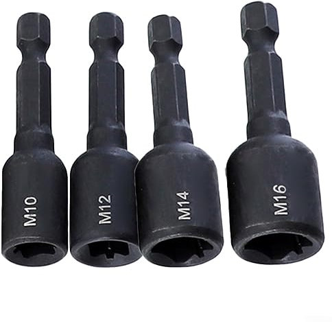 4PCS Screw Tap Socket Adapter 1/4 Inch Hex Shank Machine Tap Drill Square Driver Tap Adapter for Drill (M10-M16)