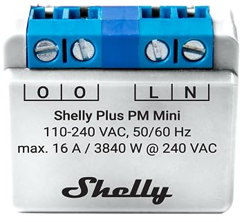 Shelly Plus PM Mini | Wlan & Bluetooth intelligenter Stromzähler, 1 Kanal 16 A | Hausautomation | Kompatibel mit Alexa & Google Home | iOS Android App | Kein Hub nötig | Intelligente Szenen