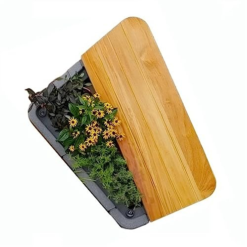 HASMI Gartenbank im Freien Geometrische Pflanzbank for den Außenbereich, Parkstuhl, Blumenkasten aus Edelstahl mit Sitzen aus Massivholz, robuste, Moderne, quadratische Freizeitbank Parkgartenbank