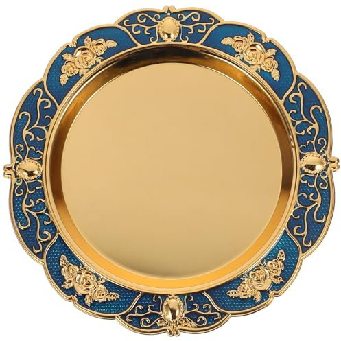 Abaodam Teller Kuchenstand Sandwiches Türkisch-arabisches Marokkanisches Tablett Goldene Gebäcktabletts Party Servierteller Serviertablett Rundes Metalltablett Metallplatten Geschirr Snack