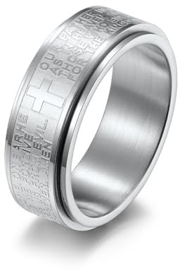 LAFATINA Lord Gebet Kreuz Spinner Ringe Edelstahl Biker Fidget Bands Herren Damen Ostern Weihnachten Kirche