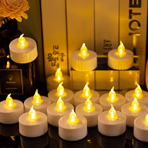 Kemanga 24 Stück LED Teelichter, Flammenlose Kerzen Mit Realistischem Flackern, Batteriebetrieben, Langlebig für Hochzeit, Partys, Geburtstag, Festival und Feier