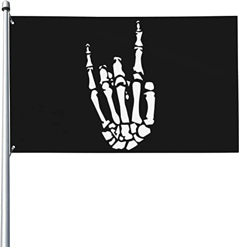 Garten Flaggen Skelett-Hand-Rock-Metal Garten Banner Uv-Beständig Balkonflagge Durable Personality Flags Für Outdoor Festival Parade 90x152cm