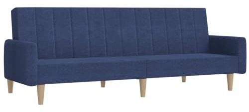 vidaXL Schlafsofa 2-Sitzer, Sofa mit Holzrahmen, Schlafcouch für Wohnzimmer Heimkino Büro, Couch Sofabett Tagesbett Gästebett, Blau Stoff