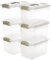 Citylife 6er-Set 8L Klein Aufbewahrungsbox mit Deckel Stapelbar Griff Clips Kleinteile, transparente Aufbewahrung Boxen mit Clipverschluss Grau Organizer-Boxen mit Belüftung