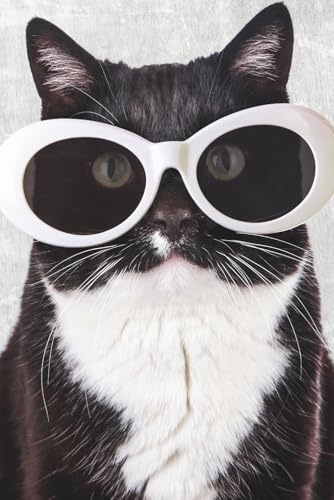 Cool Tuxedo Cat With Sunglasses Notebook, 6x9, 100 Lined Pages