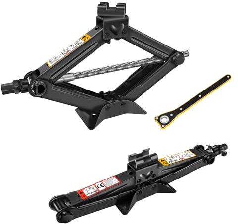 Scherenwagenheber für Auto/SUV/MPV, 2 Tonnen (4.000 lbs) Wagenheber- und Ständer-Set, Wagenheber für Auto mit Handradschlüssel, Hubbereich 3,5 bis 14 Zoll, Hebebühne für SUV und Auto