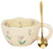 XinHuiGY Bonita taza de café de cerámica para té, Kawaii Flores taza hecha a mano, taza creativa Rosa con cuchara, 250ml Cerezas tazas estéticas para leche, capuchino y cacao (Morado)