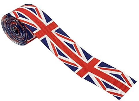 Rollo de cinta de grogrén con la bandera del Reino Unido, 38 mm, para hacer lazos para el pelo, cinta de jubileo, pulsera, manualidades, accesorios de bricolaje (párrafo A)