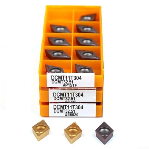 DCMT11T304 Hartmetall-Wendeschneidplatten zum Drehen Fräsen Drehmaschine Klinge 10 Stück (UE6020)