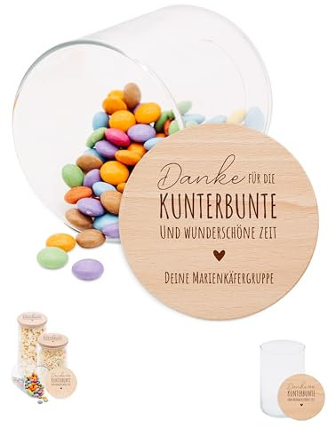 wunderwunsch Personalisierte Vorratsgläser mit Deckel mit Gravur - Vorratsglas Personalisiert individualisiert für Kaffee, Tee, Abschied Geschenk Erzieherin (Spruch + Name, mittel - 880ml)