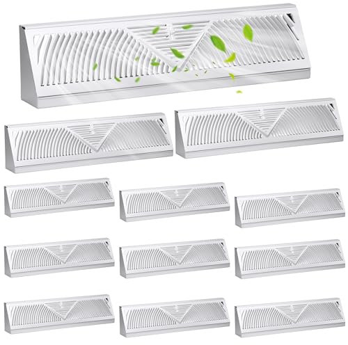 LITGURU 18 Inch 12 Pcs Baseboard Diffuser Register, Home Floor Wall Baseboard Vent Cover Supply Baseboard Diffuser, White
