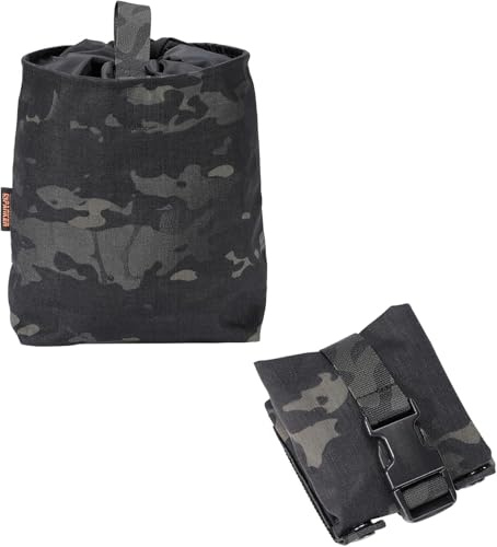 PBTMCD Taktische Molle-Dump-Falttasche for Den Außenbereich, Kordelzug-Magazin-Dump-Tasche, Tragbare Aufbewahrungstasche(Multicam Black)