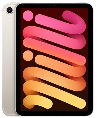 Apple iPad Mini (A17 Pro): Pantalla Liquid Retina de 8,3 Pulgadas, 256 GB, Wi Fi 6E, Redes 5G, cámaras Frontal y Trasera de 12 Mpx, Touch ID, autonomía para un día Entero – Blanco Estrella