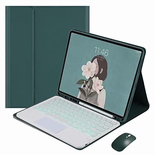 JZCZMCE Custodia con Tastiera per Samsung Galaxy Tab S10 Ultra/S9 Ultra/S8 Ultra 14,6 Pollici, Tastiera Magnetica Staccabile Retroilluminata Senza Fili con Mouse Bluetooth,Dark Green
