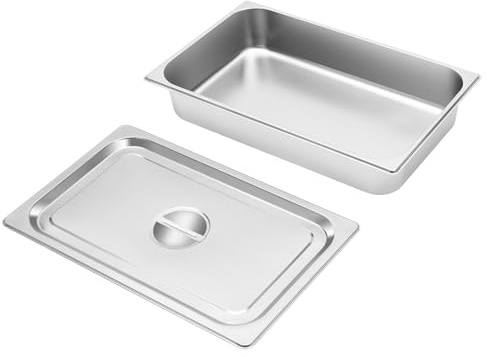 Gastronormbehållare 4 stycken, matbehållare med lock, 9 liter rostfritt stål bufféset värmebehållare, kommersiell varmhållningsbehållare för mat, kakor, hotellpanna bord matpanna
