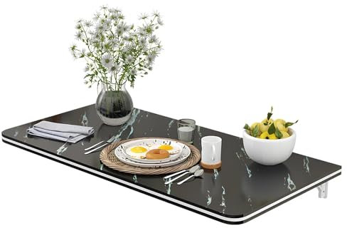 GUOGLZ Wandklapptisch Küchentisch - Klappbarer Wandtisch Schwebender Falten Laptop-Tisch Kleiner Platzsparender Esstisch,klapptisch Für Waschküche Bar Hängetisch(Black,50 * 30cm)